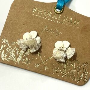 Shiraleah White Floral Tassel Earrings